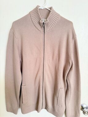 Vuori knit zip-up sweater in willow grey LARGE